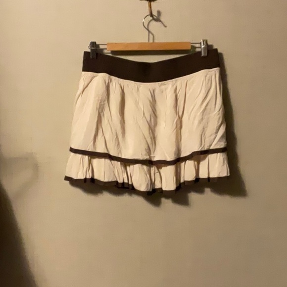 Chic Cream and Brown Mini Skirt - Picture 1 of 5